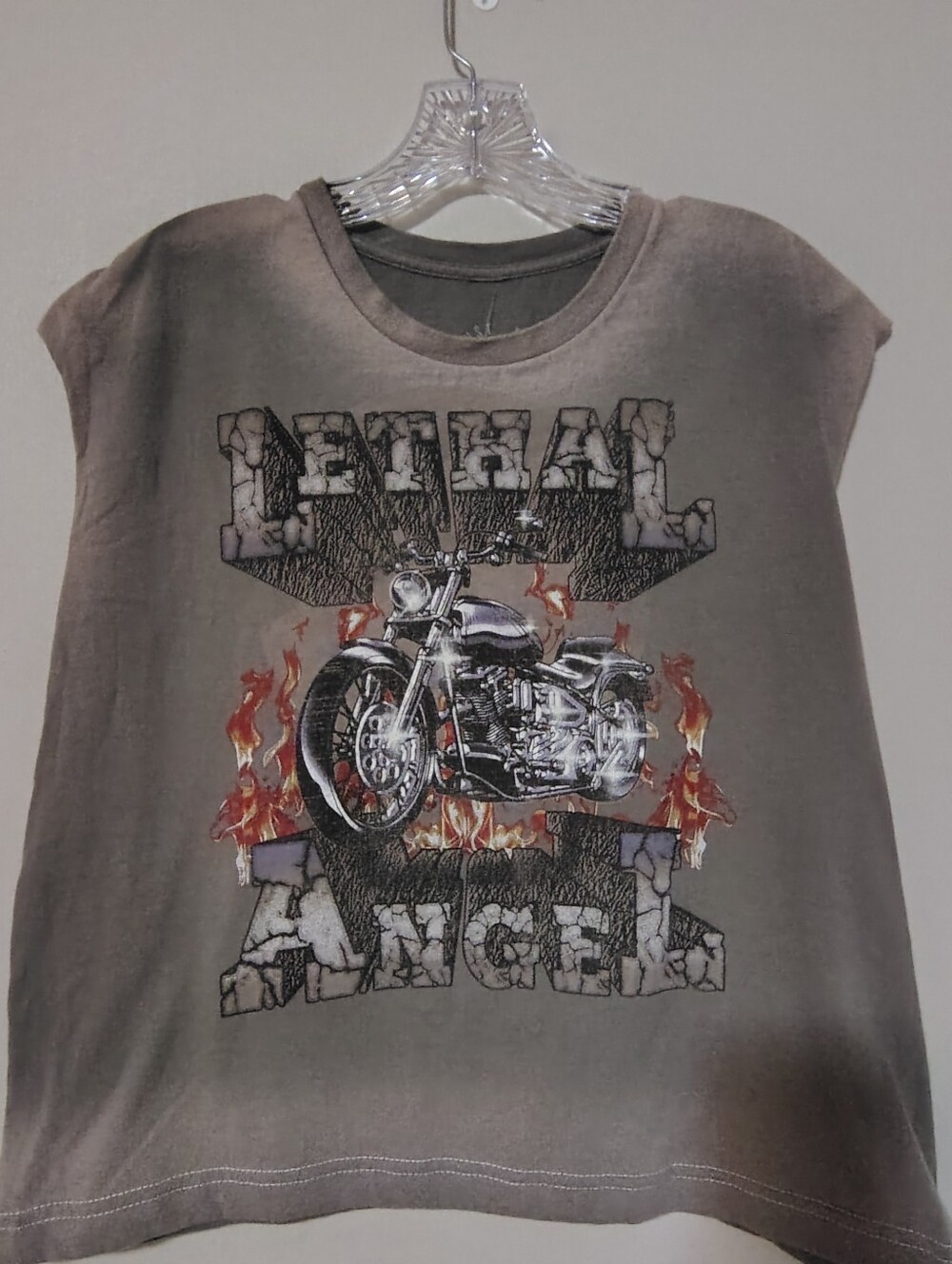 Women's Gray Motorcycle Graphic T-shirt Tank Top